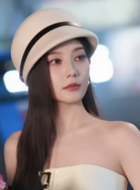 美人余李一桐余梦同款帽子羊毛马术帽女米白色礼帽秋冬贝雷帽穿搭
