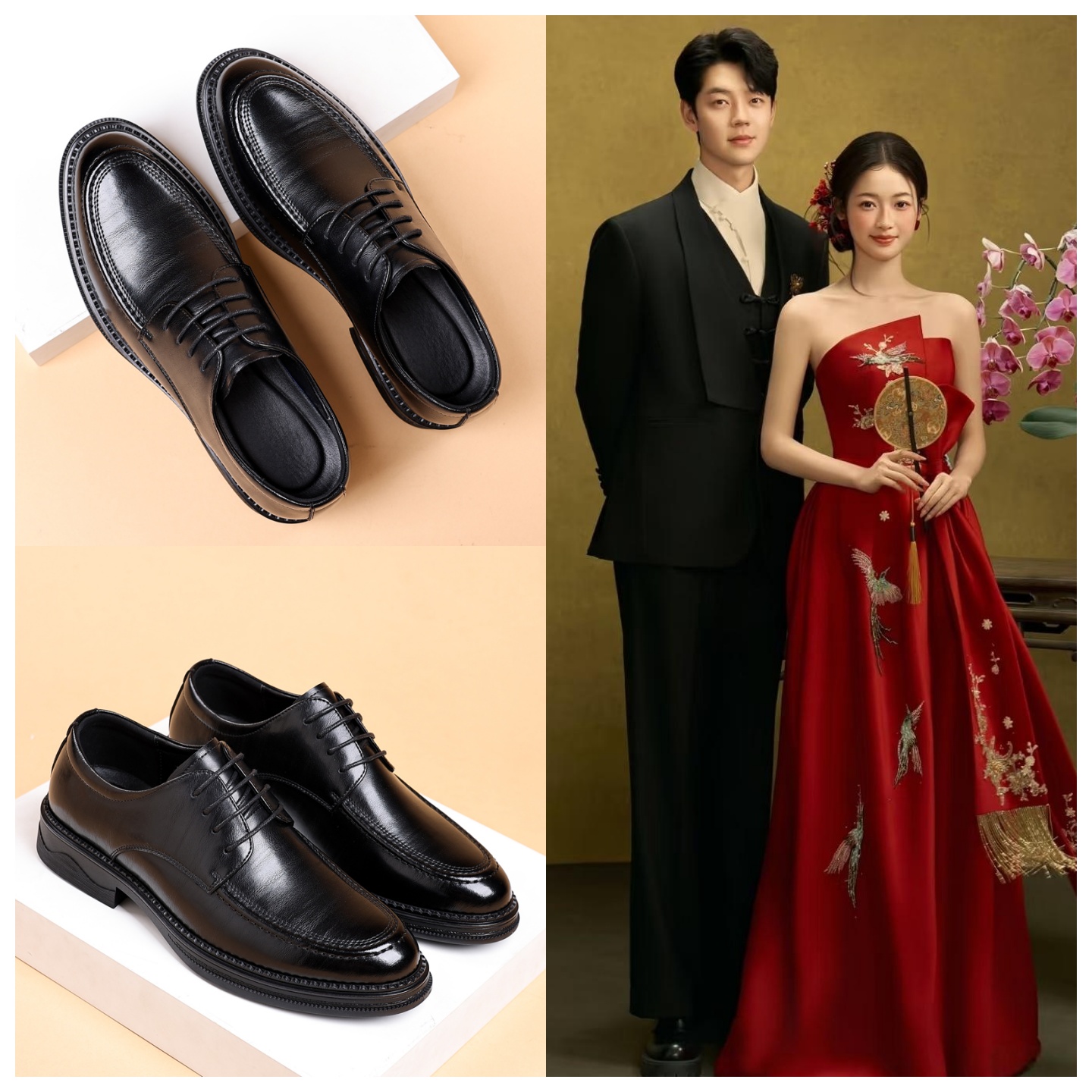 新中式新郎结婚高级感婚纱照皮鞋