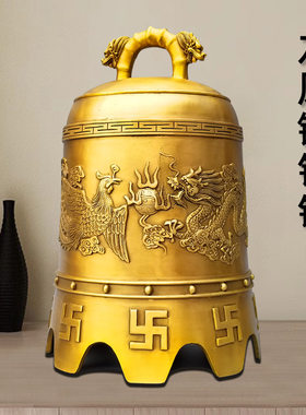 黄铜寺庙庭院挂件老式龙凤铜钟