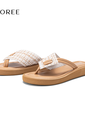 宝人法式复古小香风平底拖鞋夏季外穿人字拖女款凉鞋高级感配裙子