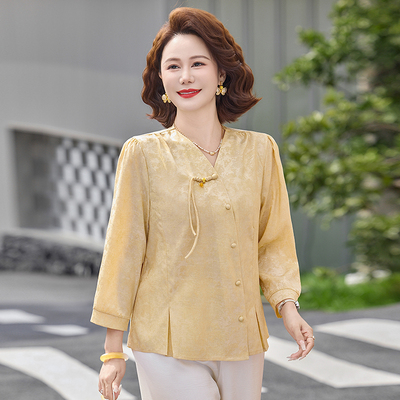 新中式妈妈春装国风气质小衫