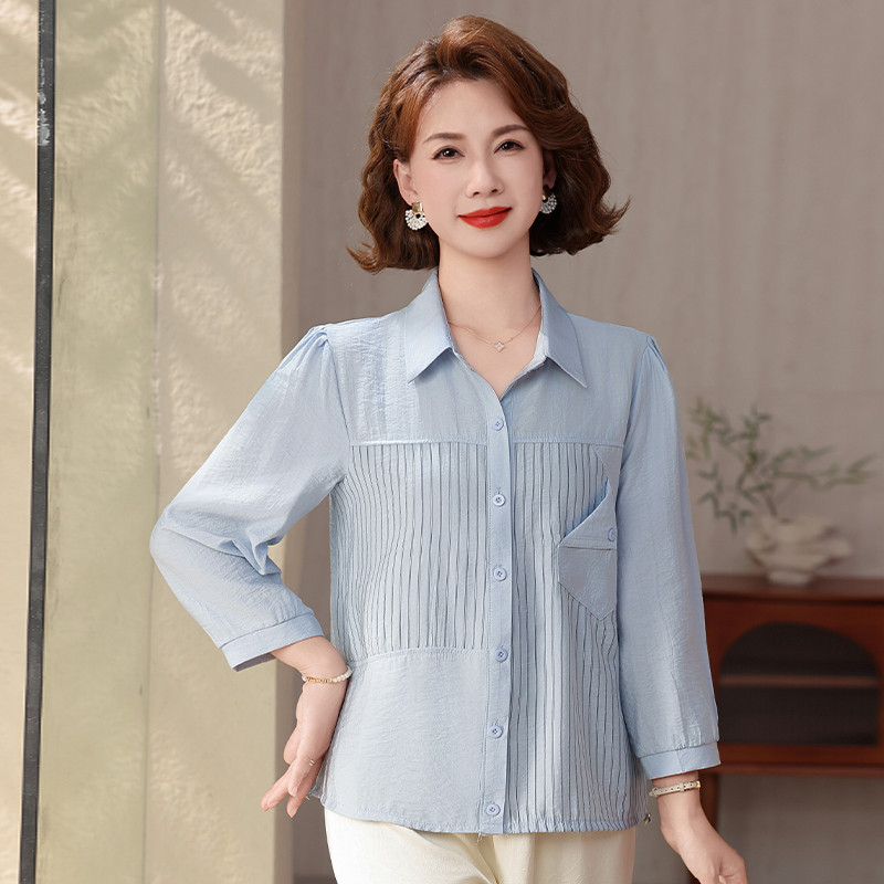 今年流行妈妈春装小衫优雅风衬衫中老年女装洋气显瘦百搭上衣50岁
