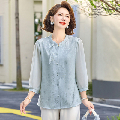 新中式妈妈春装上衣洋气中老年