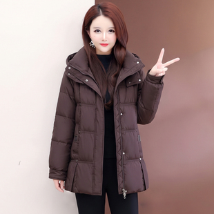 时尚修身连帽白鸭绒外套女2026冬季新款中长款气质加厚保暖羽绒服