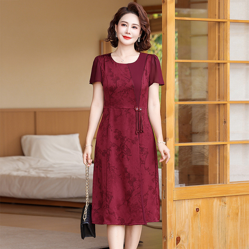 阔太太夏装新中式改良旗袍连衣裙洋气中老年妈妈夏季端庄大气裙子
