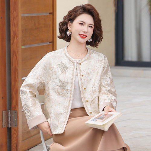 新中式中老年女短款春秋薄上衣