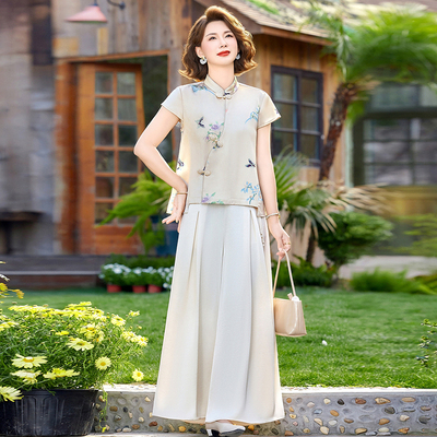 中年妈妈夏装国风套装2026新款