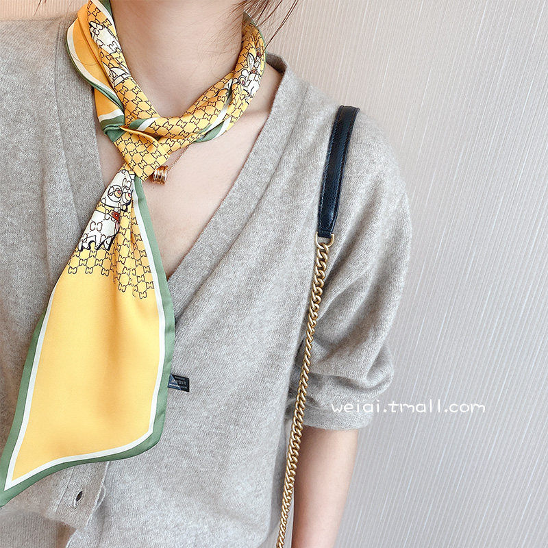 丝巾小长条女百搭春秋季冬季护颈围脖子纱巾方巾懒人装饰围巾韩国