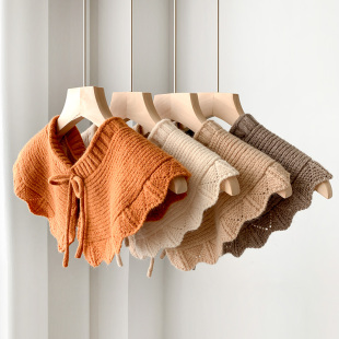 春秋质感韩版 披肩围巾搭肩护颈斗篷 针织外搭保暖毛线假领子女冬季