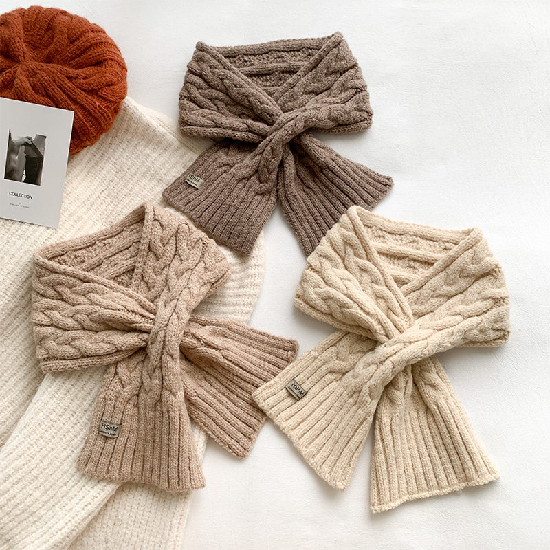 百搭麻花针织小围巾女秋冬季韩版加厚保暖学生情侣毛线围脖ins潮