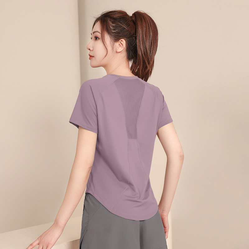 夏季薄款户外运动套装女健身宽松显瘦瑜伽服短袖弹力速干衣跑步服