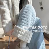韩系夹棉阔腿裤 女加绒加厚秋冬设计感防风保暖直筒垂感两穿休闲裤