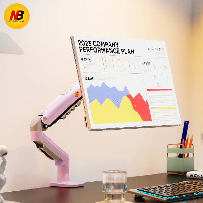 NB F80电脑显示器支架桌面台式机械臂支架屏幕增高架气压支架彩色
