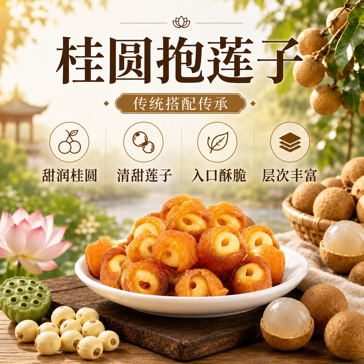 西域美农桂圆抱莲子60g福建即食桂圆肉去芯莲子软糯酥脆果干零食