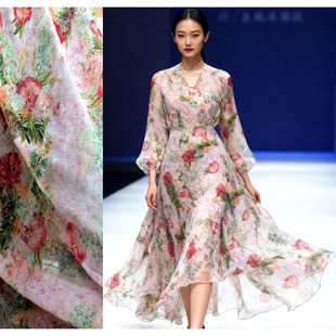 纯真丝乔其纱面料100%桑蚕丝布匹定制衣服连衣裙汉服围巾丝绸布料