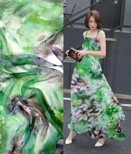 真丝雪纺面料洛丽塔丝绸布匹做衣服百褶连衣裙汉服的布料高档大牌