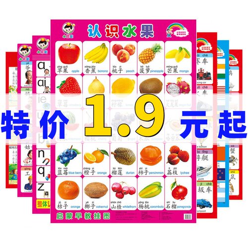 宝宝识字挂图0-3岁启蒙拼音无声