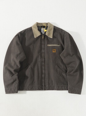 复刻美式短宽版型卡哈风格J97咔叽翻领做旧工装底特律夹克外套潮