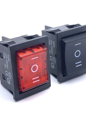 KCD4船型开关6脚3档30A压面机16A儿童玩具车前进后退 自复位开关