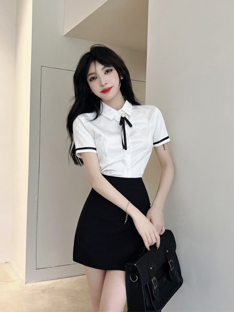 足浴技师工作服职业装jk制服纯色班服定制白衬衫包臀裙前台两件套