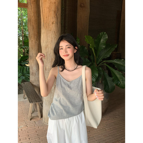 【KITTIN】多巴胺！22色韩系透气雪花棉V领宽松吊带小背心  3209