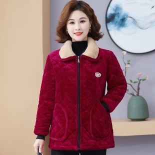 罩衣棉服加厚外套冬季新款女时尚短款保暖防寒工作服妈妈棉袄外套