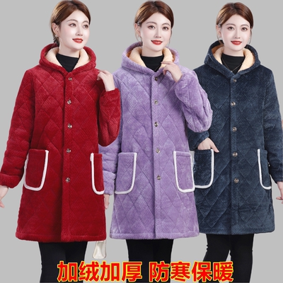 升级超厚加绒加厚女士棉服罩衣
