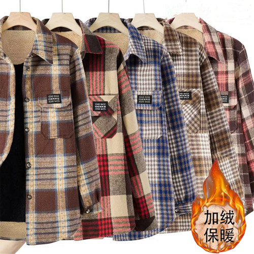 加绒加厚衬衫女秋冬保暖衬衣休闲