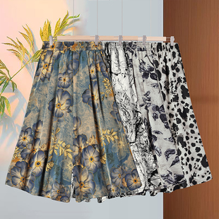 裙裤 夏季 松紧腰大码 阔腿裤 女士凉快透气洋气显瘦遮肉减龄七分裙裤