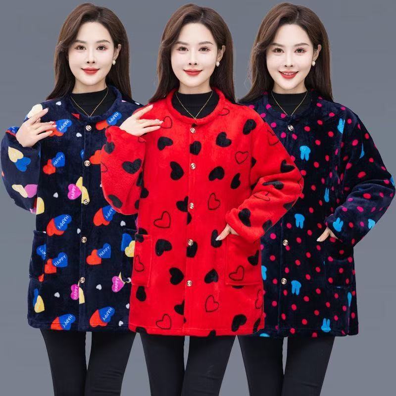 法兰绒罩衣女宽松外套加绒加围裙