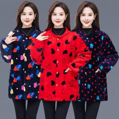法兰绒罩衣女宽松外套加绒加围裙