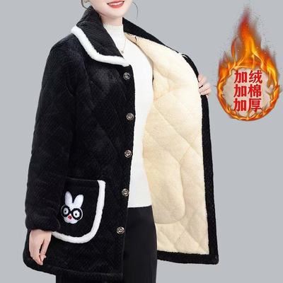 秋冬加绒棉服新款加厚棉袄耐脏罩衣外套保暖洋气家居服小个子棉衣
