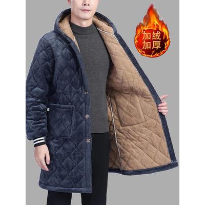 男士中长款棉服罩衣御寒家居服