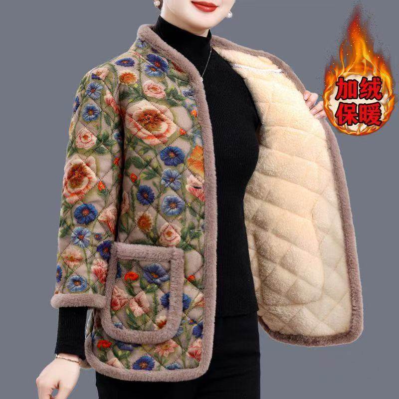 妈妈装冬季洋气七分袖加绒棉衣保暖外套中老年女加厚半截袖小棉袄,女装/女士精品,中老年女装,淘宝优惠券,粉丝福利购,淘宝优惠卷