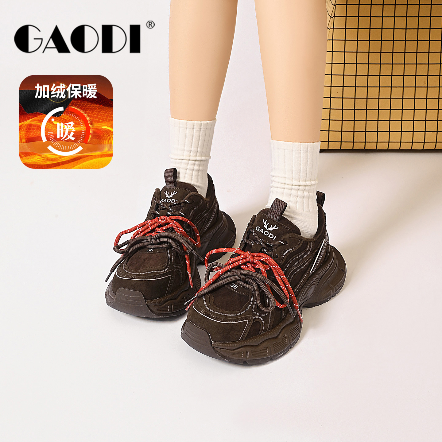 厚底休闲复古加绒老爹鞋2025新款