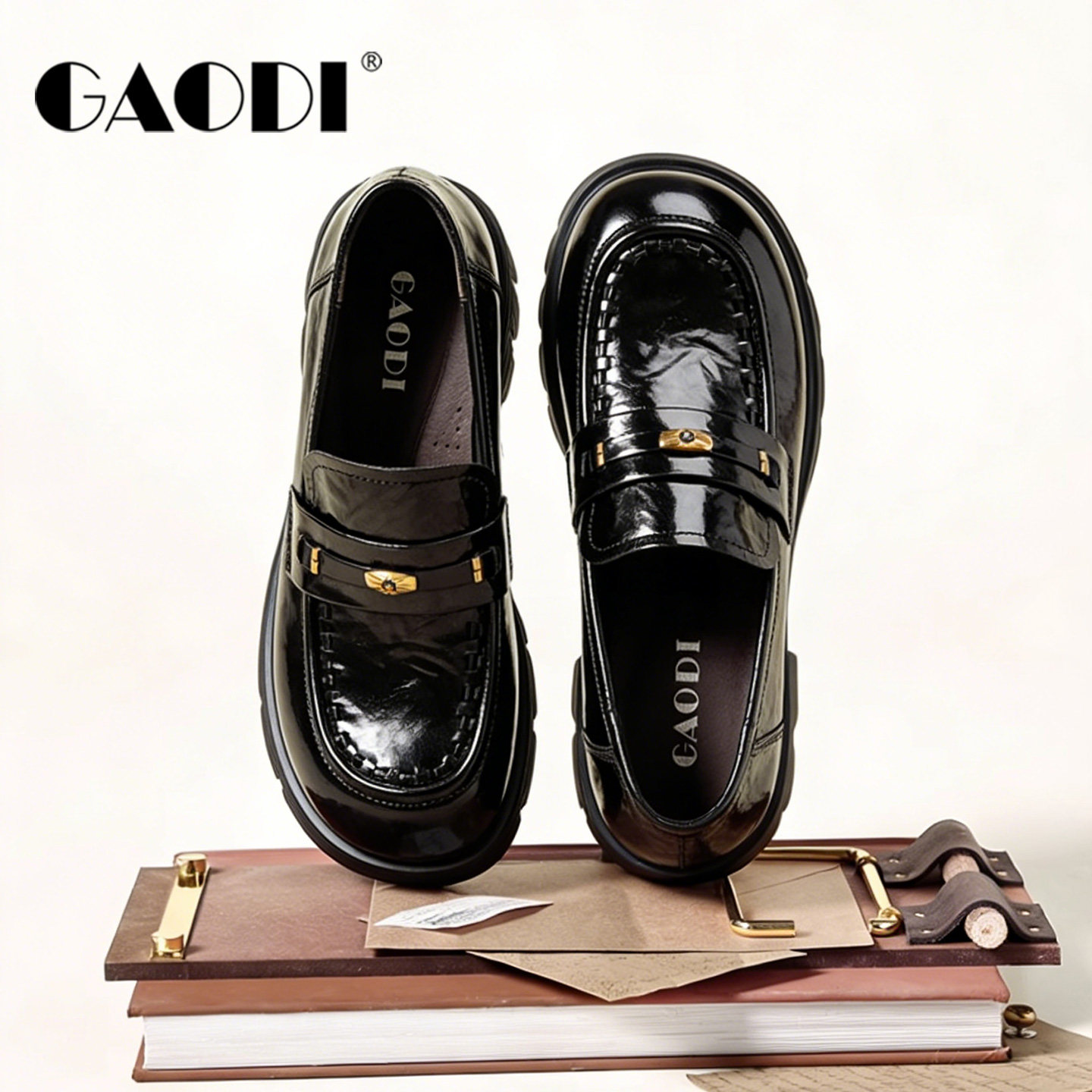 高蒂英伦风厚底乐福鞋女2026新款黑色JK皮带扣增高百搭松糕鞋