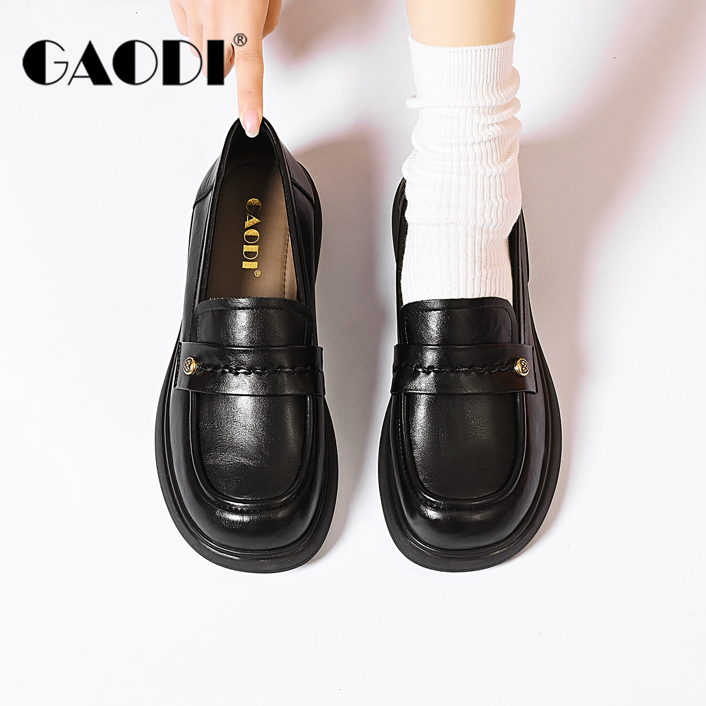 高蒂学院风低跟乐福鞋女2026春季一脚蹬百搭休闲JK小皮鞋显脚小,女鞋,乐福鞋（豆豆鞋）,淘宝优惠券,粉丝福利购,淘宝优惠卷