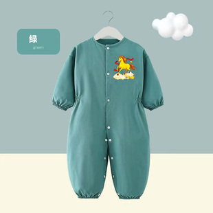 宝宝连体罩衣爬行服婴儿一体护衣儿童全身防水防脏爬爬服哈服秋冬