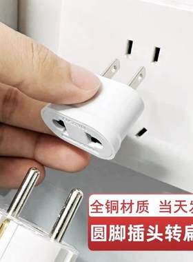 纯铜两圆脚转两扁脚电源转换器