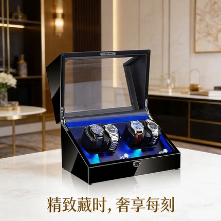 家用木质摇表器静音防磁自动旋转收纳表盒上链上弦器4+0