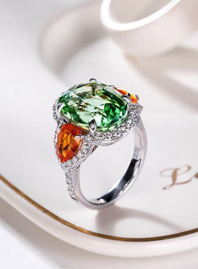 超闪名媛风绿碧玺戒指