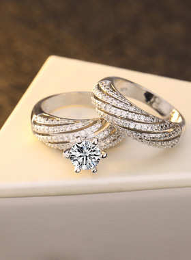 双层仿真钻石订婚戒指