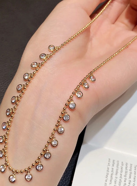 复古泡泡钻流苏圆珠项链