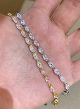Young清冷感极细马眼满钻银色手链女轻奢精致叠戴手饰配饰品女