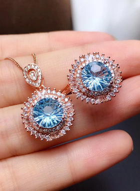 托帕石烟花项链克拉高碳钻开口