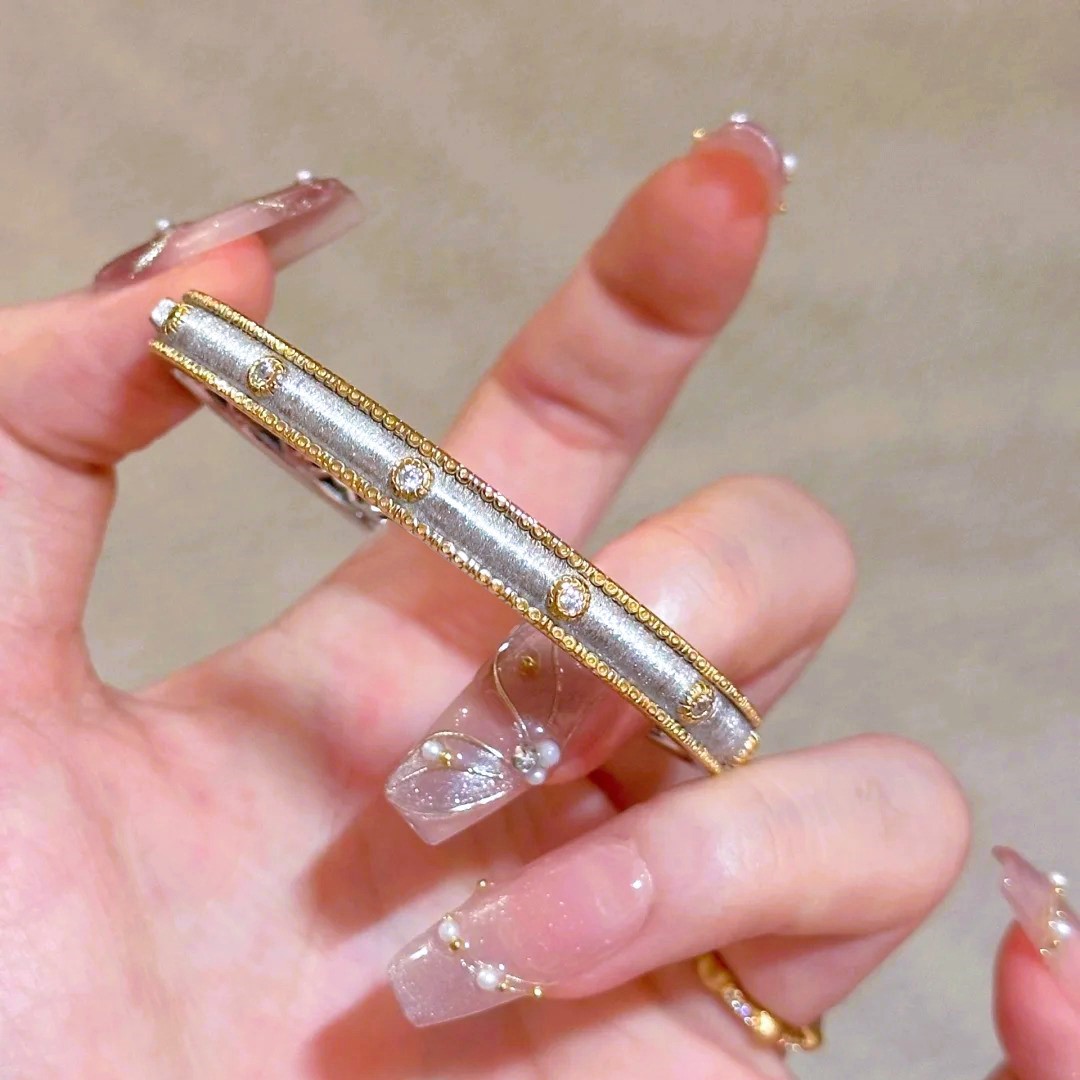 布契拉丝工艺织纹雕金手镯女