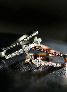 蝴蝶结双层开口戒指欧美外贸流行