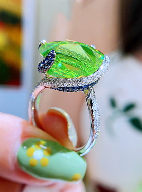 小红书珠宝同款克拉碧玺戒指女