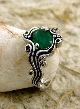 绿色宝石订婚戒指欧美首饰品