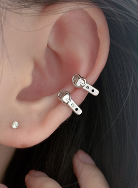 Young925银爱心耳夹女高级网红学生个性冷淡风无耳洞耳骨夹设计感